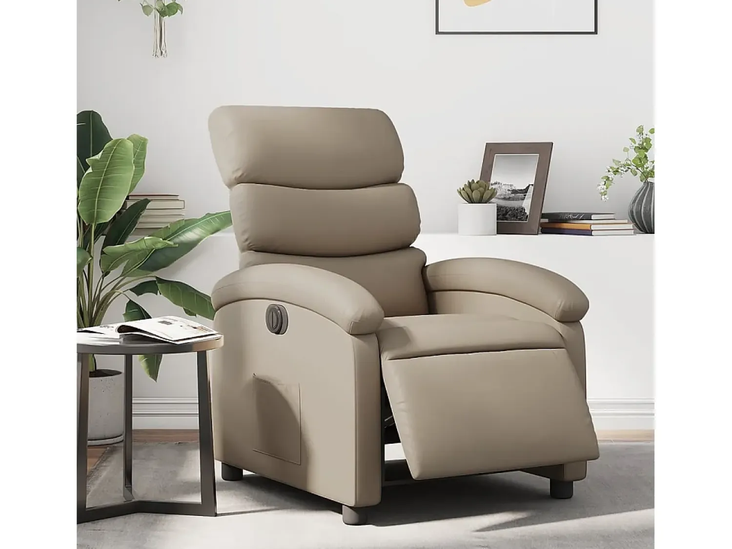 Poltrona| Poltrona Confortável | Poltrona reclinável elétrica couro artificial cor cappuccino SHL966184 Castanho