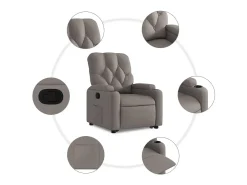 Clearance Poltrona Confortável | Poltrona reclinável elevatória tecido cinzento-acastanhado SHL671220 Taupe