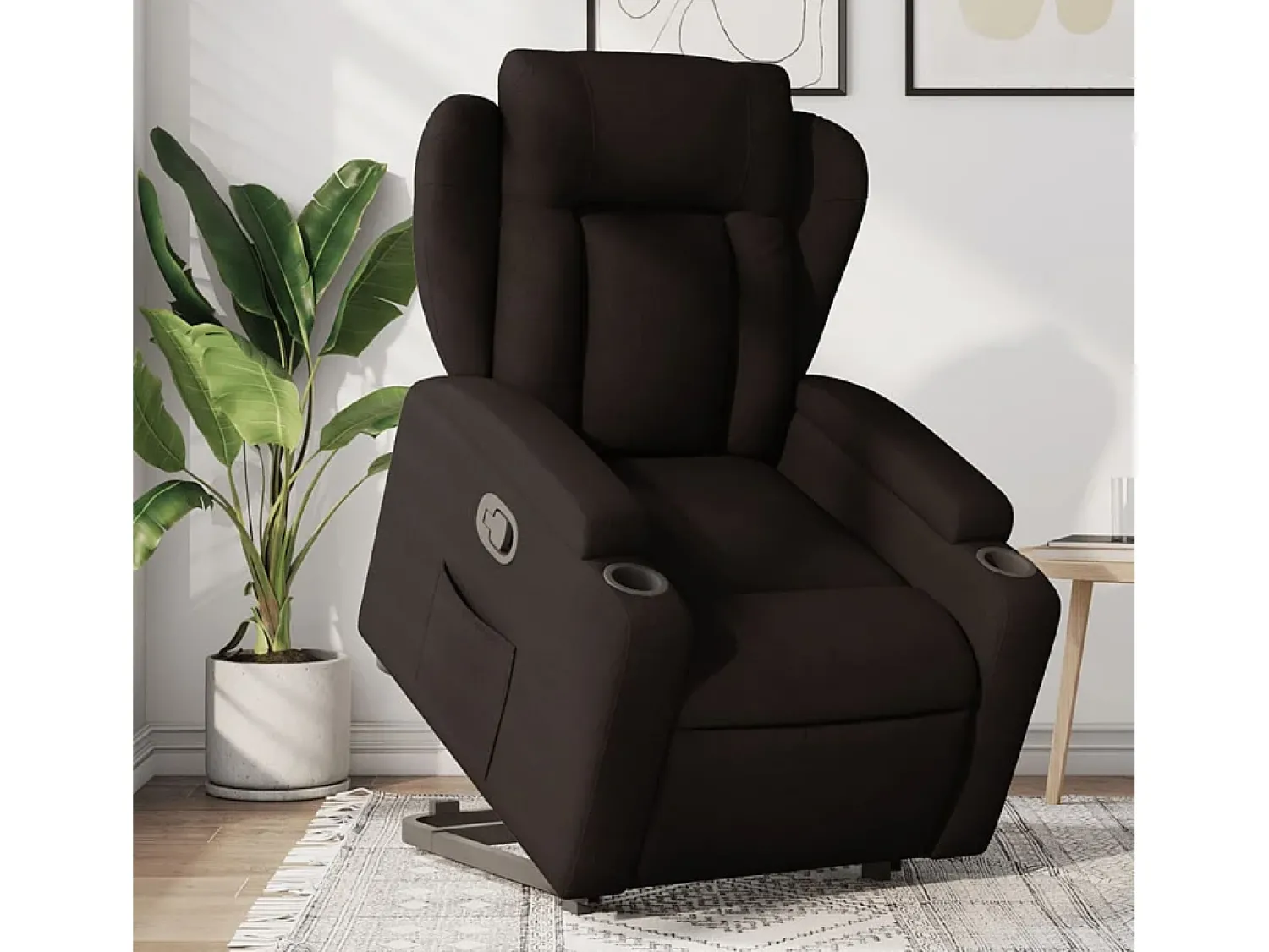 Best Poltrona Confortável | Poltrona reclinável elevatória tecido -escuro SHL503911 Castanho