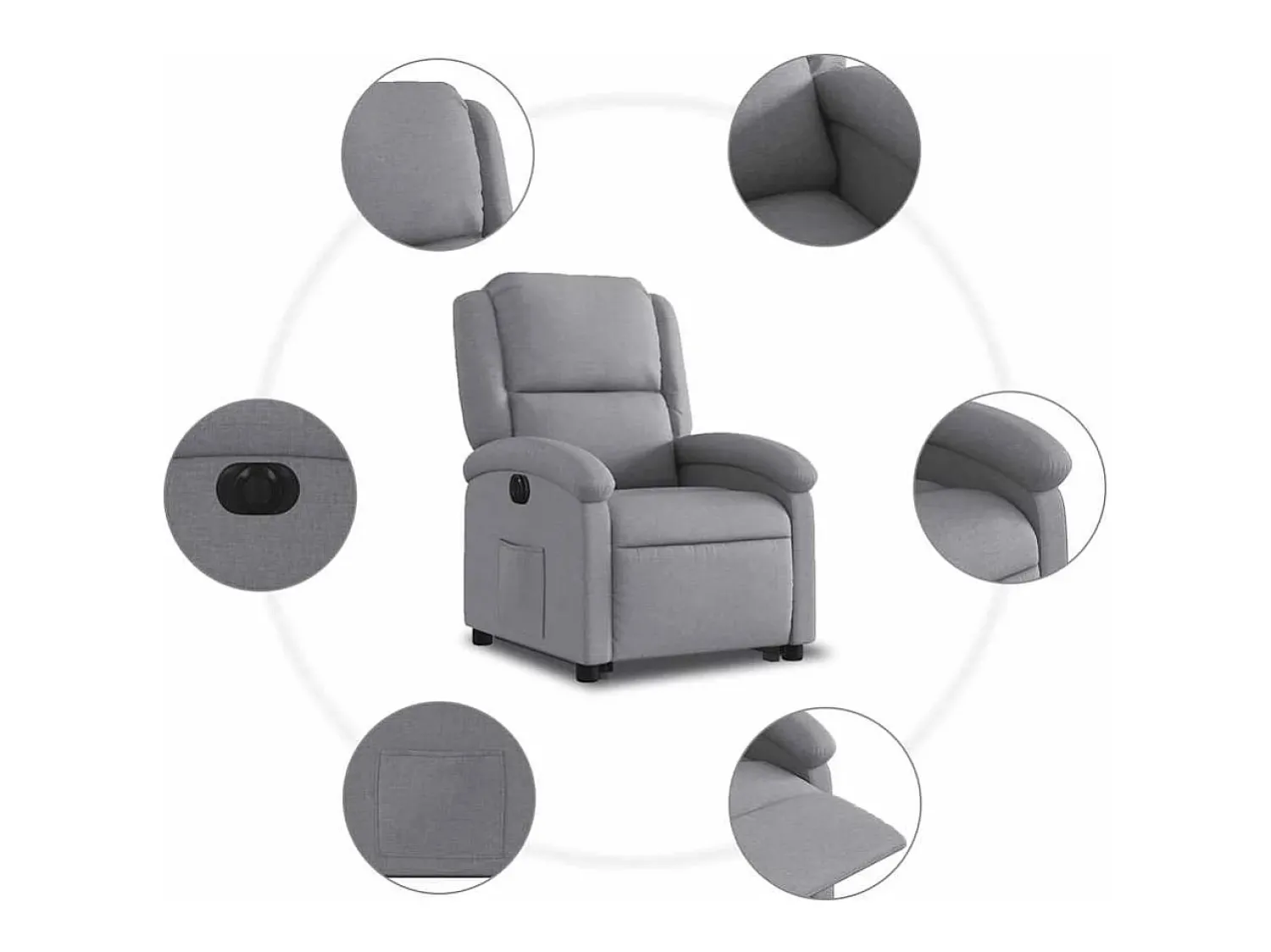 Poltrona* Poltrona Confortável | Poltrona reclinável elevatória elétrica tecido -claro SHL45813 Cinzento