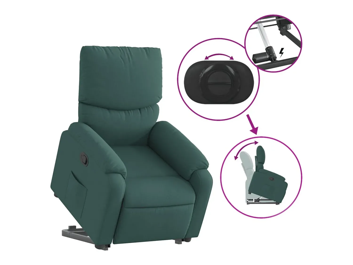 Poltrona Confortável | Poltrona reclinável elevatória tecido verde-escuro SHL327375^ Poltrona