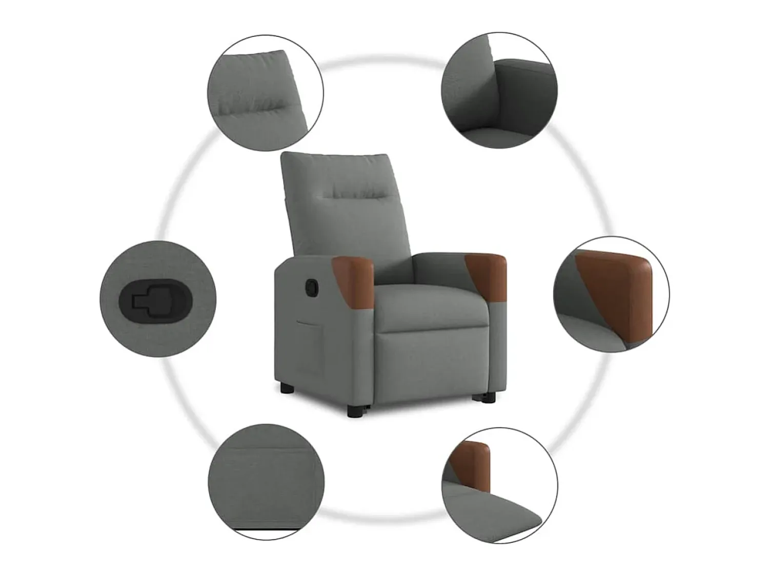 Poltrona* Poltrona Confortável | Poltrona reclinável elevatória tecido cinzento-escuro SHL757023 Cinza antracite