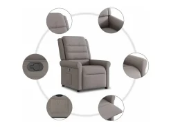 Sale Poltrona Confortável | Poltrona reclinável elevatória tecido cinzento-acastanhado SHL819448 Taupe