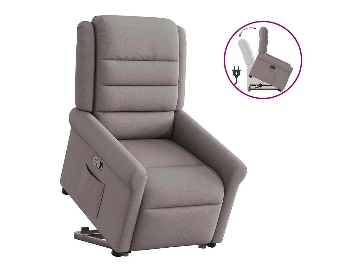 Sale Poltrona Confortável | Poltrona reclinável elevatória tecido cinzento-acastanhado SHL819448 Taupe