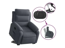 Poltrona Confortável | Poltrona reclinável elevatória veludo cinzento-escuro SHL584663^ Poltrona