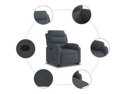 Poltrona Confortável | Poltrona reclinável elevatória veludo cinzento-escuro SHL584663^ Poltrona