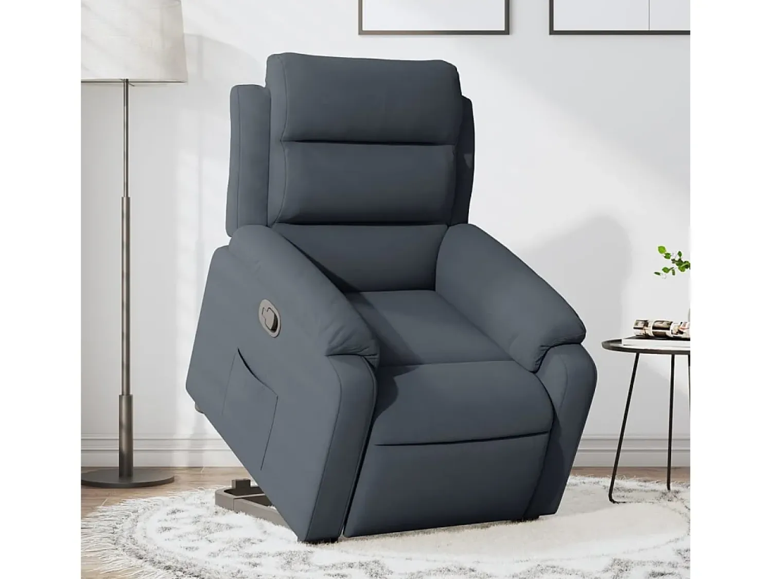 Poltrona Confortável | Poltrona reclinável elevatória veludo cinzento-escuro SHL584663^ Poltrona