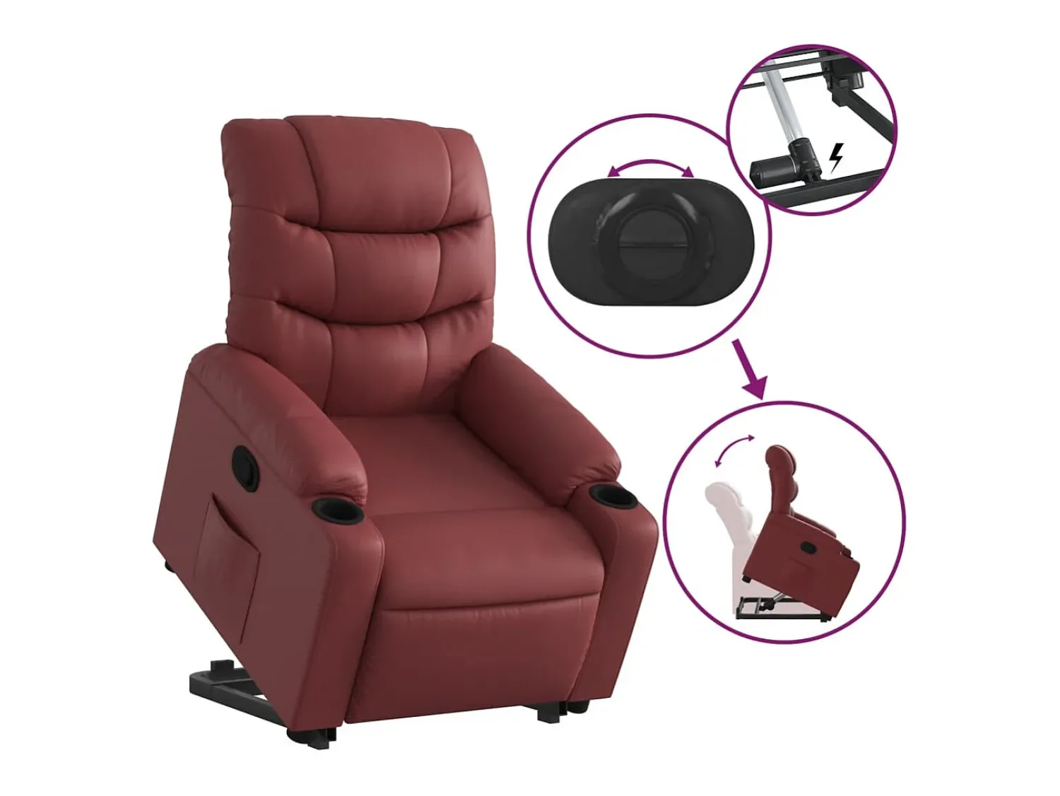Poltrona Confortável | Poltrona reclinável elevatória couro artificial tinto SHL761103^ Poltrona