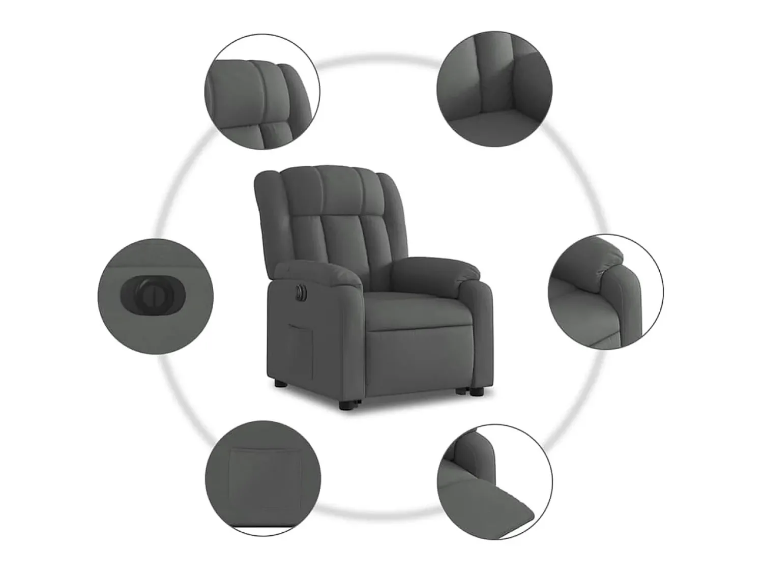 Poltrona* Poltrona Confortável | Poltrona reclinável elevatória elétrica tecido cinzento-escuro SHL905041 Cinza antracite