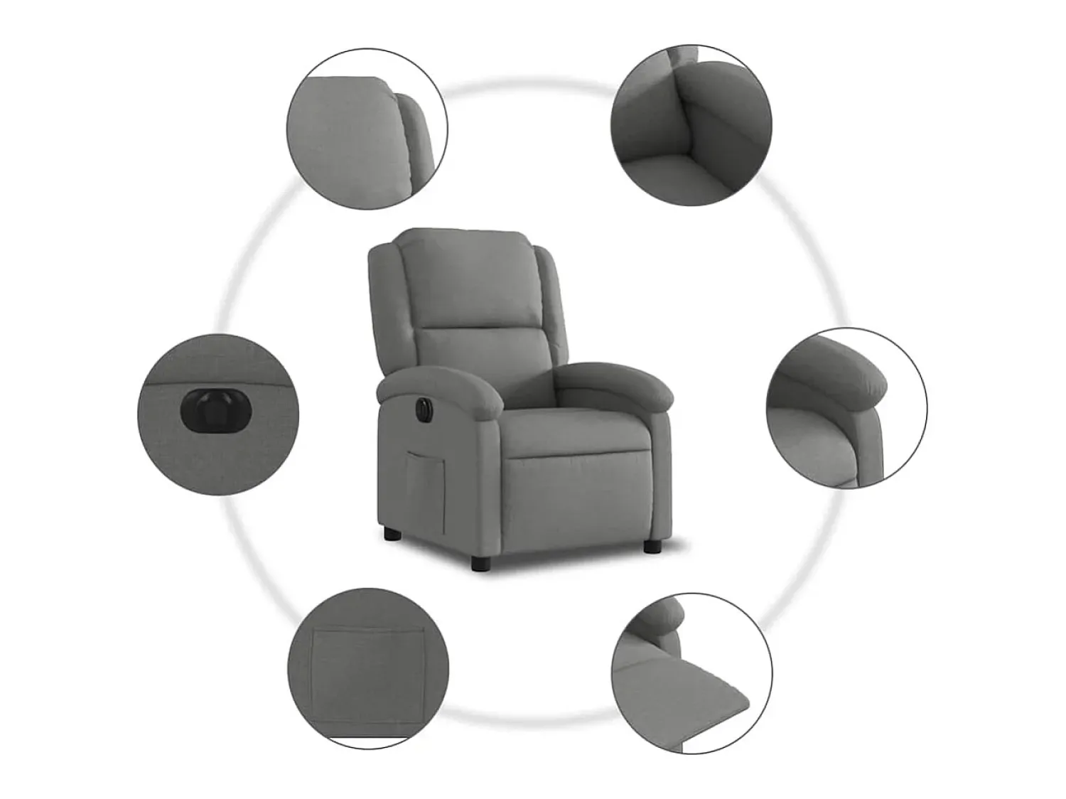 Poltrona| Poltrona Confortável | Poltrona reclinável elétrica tecido cinzento-escuro SHL39423 Cinza antracite