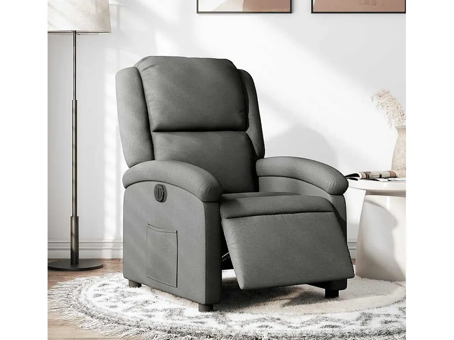 Poltrona| Poltrona Confortável | Poltrona reclinável elétrica tecido cinzento-escuro SHL39423 Cinza antracite