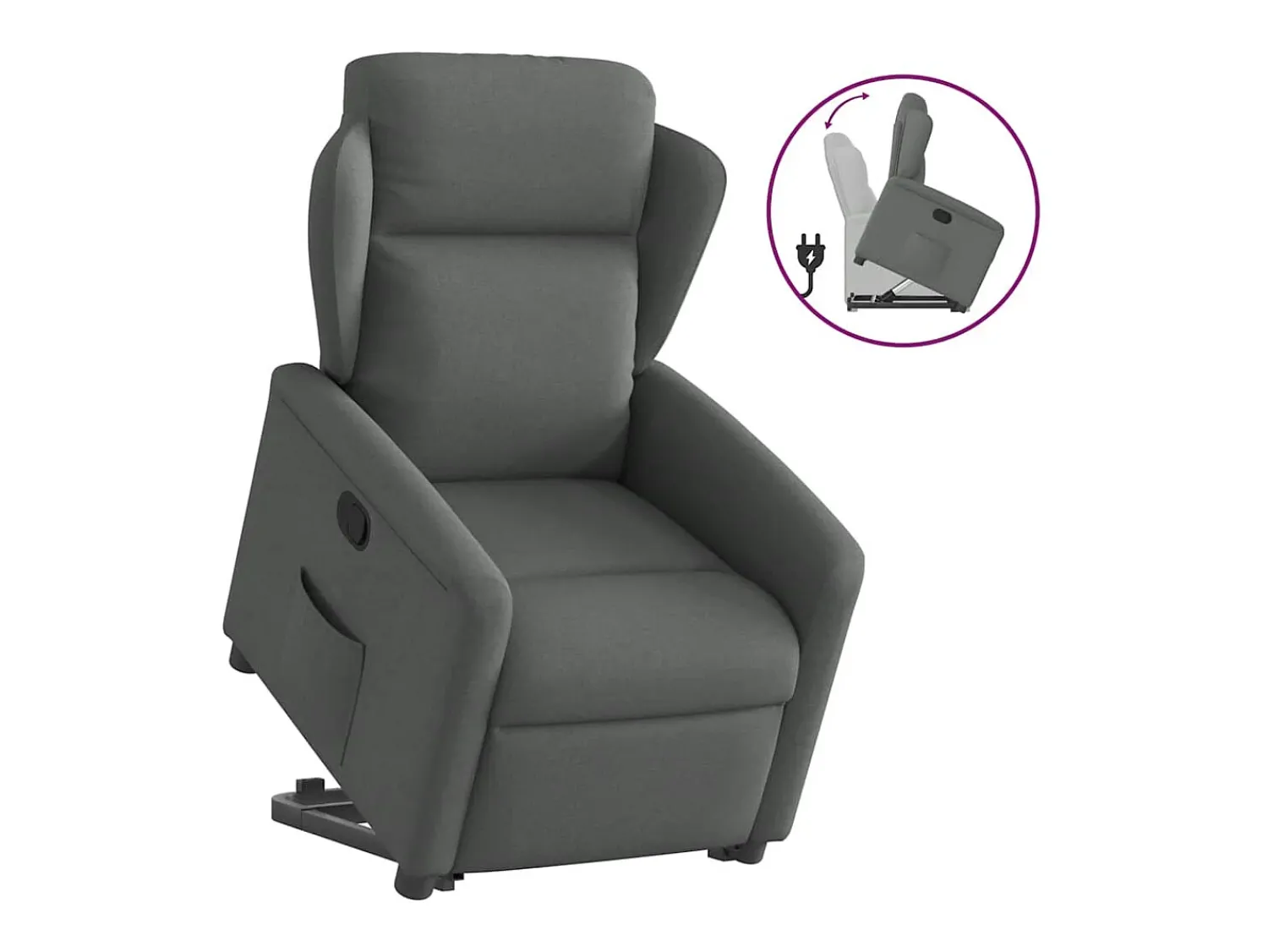 Clearance Poltrona Confortável | Poltrona reclinável elevatória tecido cinzento-escuro SHL783607 Cinza antracite