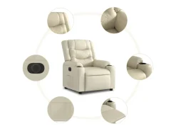 Poltrona| Poltrona Confortável | Poltrona reclinável elétrica couro artificial cor SHL5269 Creme