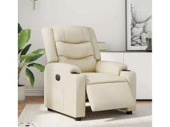 Poltrona| Poltrona Confortável | Poltrona reclinável elétrica couro artificial cor SHL5269 Creme
