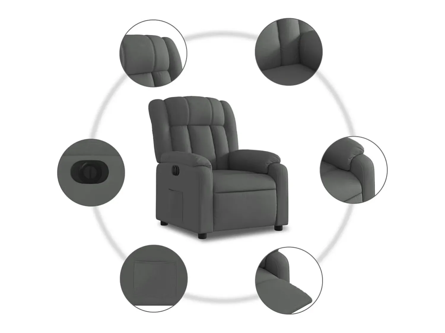 Poltrona| Poltrona Confortável | Poltrona reclinável elétrica tecido cinzento-escuro SHL370758 Cinza antracite