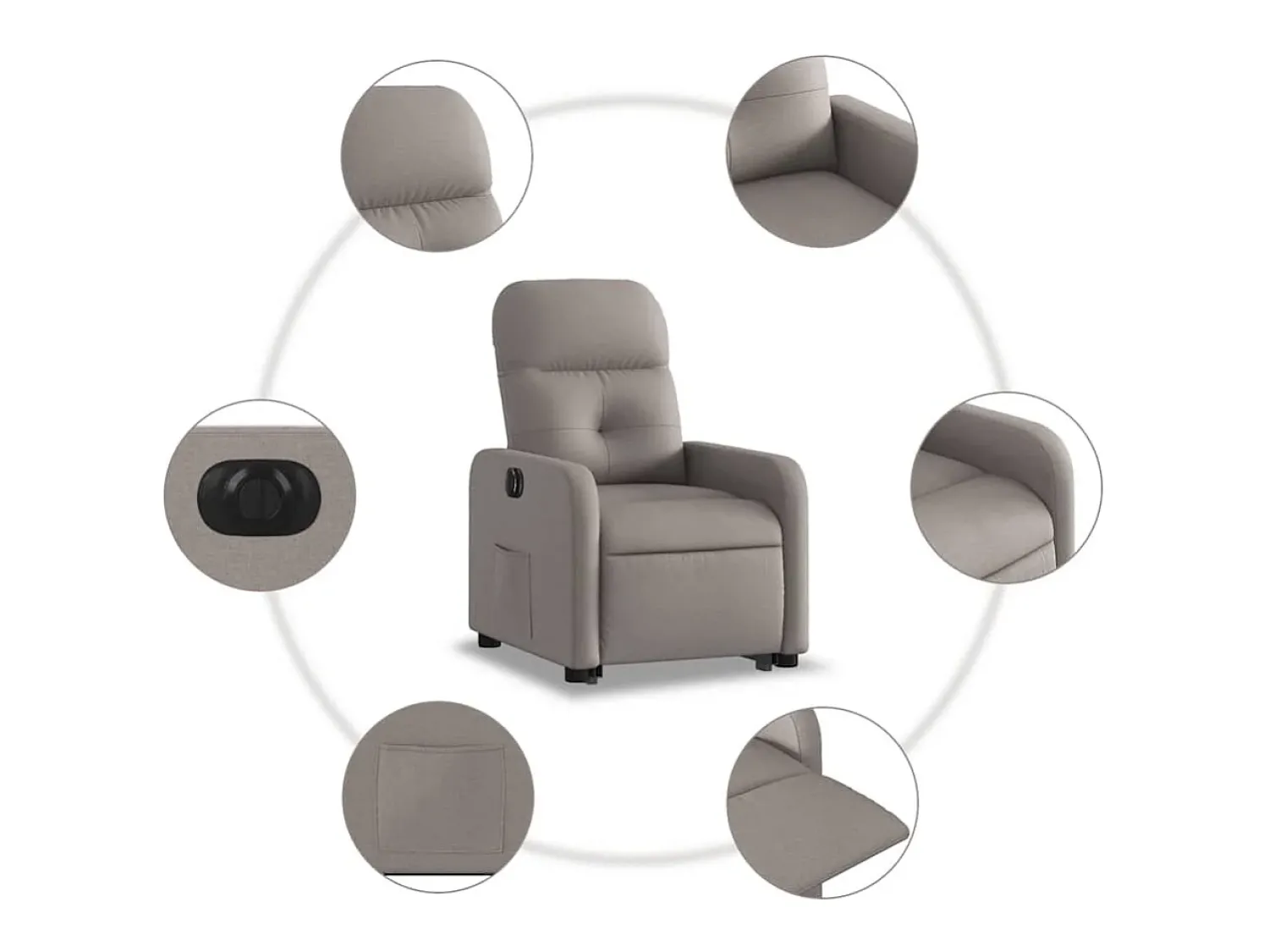 Poltrona| Poltrona Confortável | Poltrona reclinável elevatória elétrica cinza-acastanhado SHL355868 Taupe
