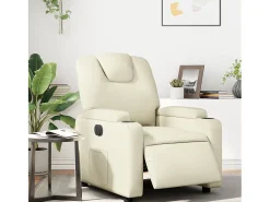 Poltrona* Poltrona Confortável | Poltrona reclinável elétrica couro artificial cor SHL982425 Creme