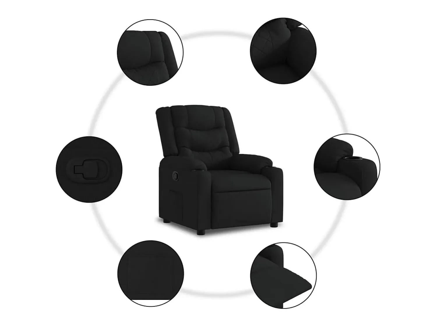 Poltrona| Poltrona Confortável | Poltrona reclinável elevatória tecido SHL819812 Preto