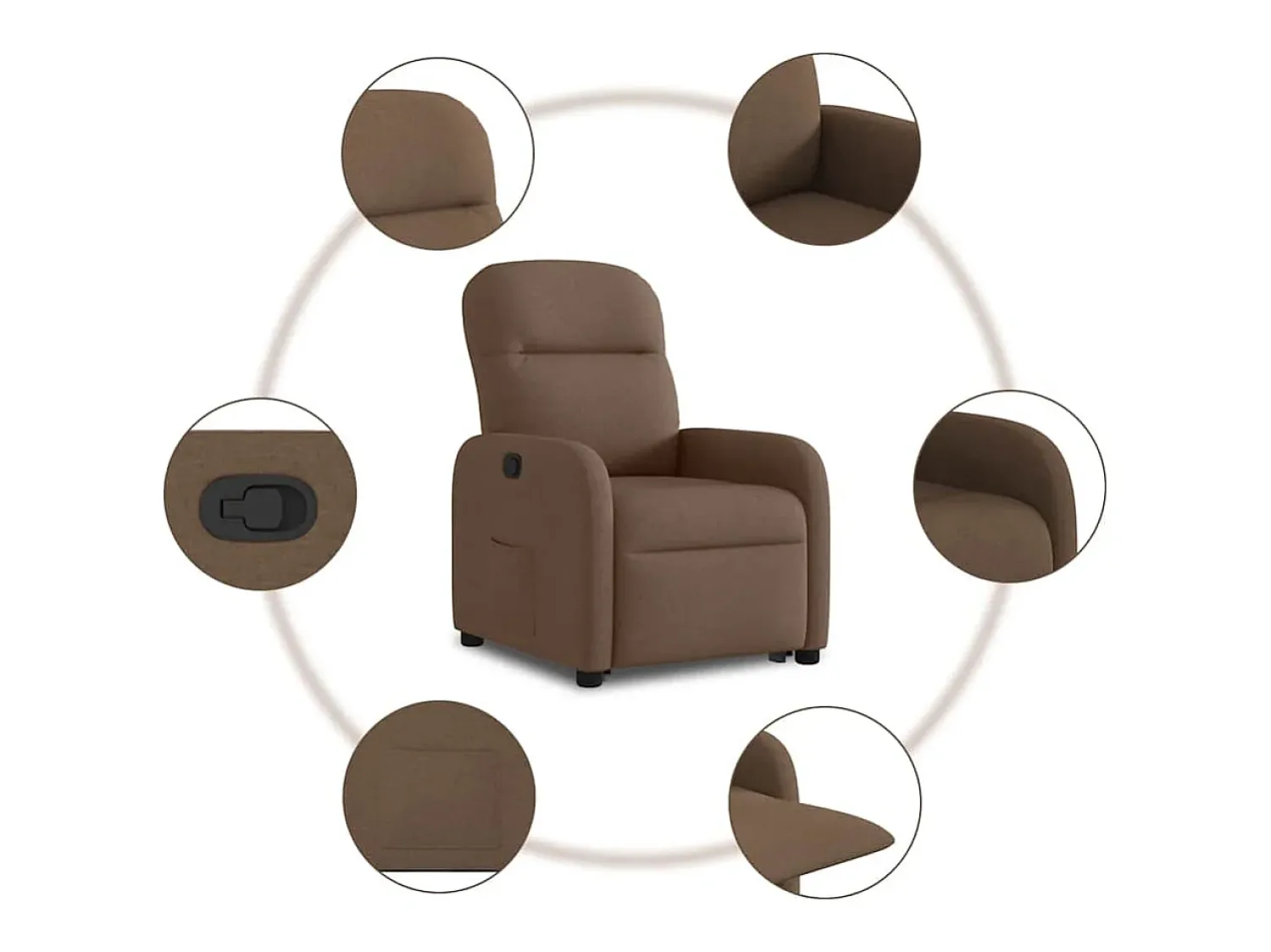 Poltrona* Poltrona Confortável | Poltrona reclinável elevatória tecido SHL125855 Castanho