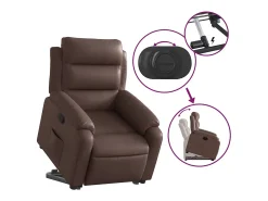 Clearance Poltrona Confortável | Poltrona reclinável elevatória couro artificial SHL422837 Castanho