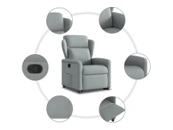 Poltrona* Poltrona Confortável | Poltrona reclinável elevatória tecido -claro SHL7026 Cinzento