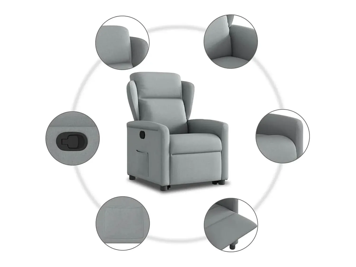Poltrona* Poltrona Confortável | Poltrona reclinável elevatória tecido -claro SHL7026 Cinzento