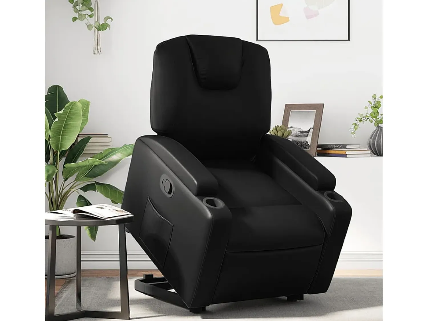 Poltrona* Poltrona Confortável | Poltrona reclinável elevatória couro artificial SHL525553 Preto