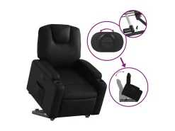 Poltrona* Poltrona Confortável | Poltrona reclinável elevatória couro artificial SHL525553 Preto