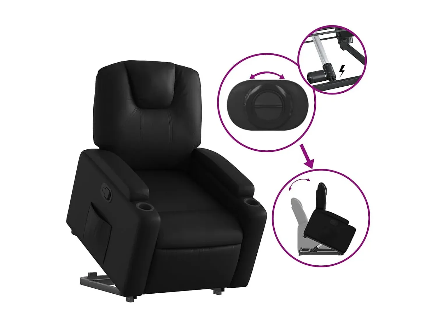 Poltrona* Poltrona Confortável | Poltrona reclinável elevatória couro artificial SHL525553 Preto