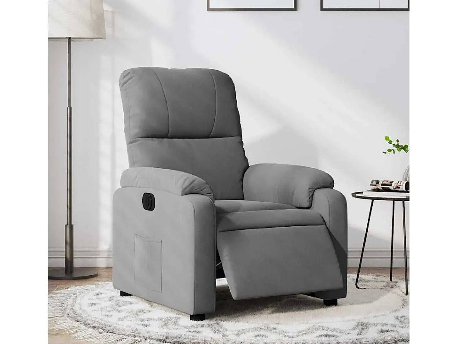 Sale Poltrona Confortável | Poltrona reclinável elétrica tecido de microfibra cinza-escuro SHL133376 Cinza antracite