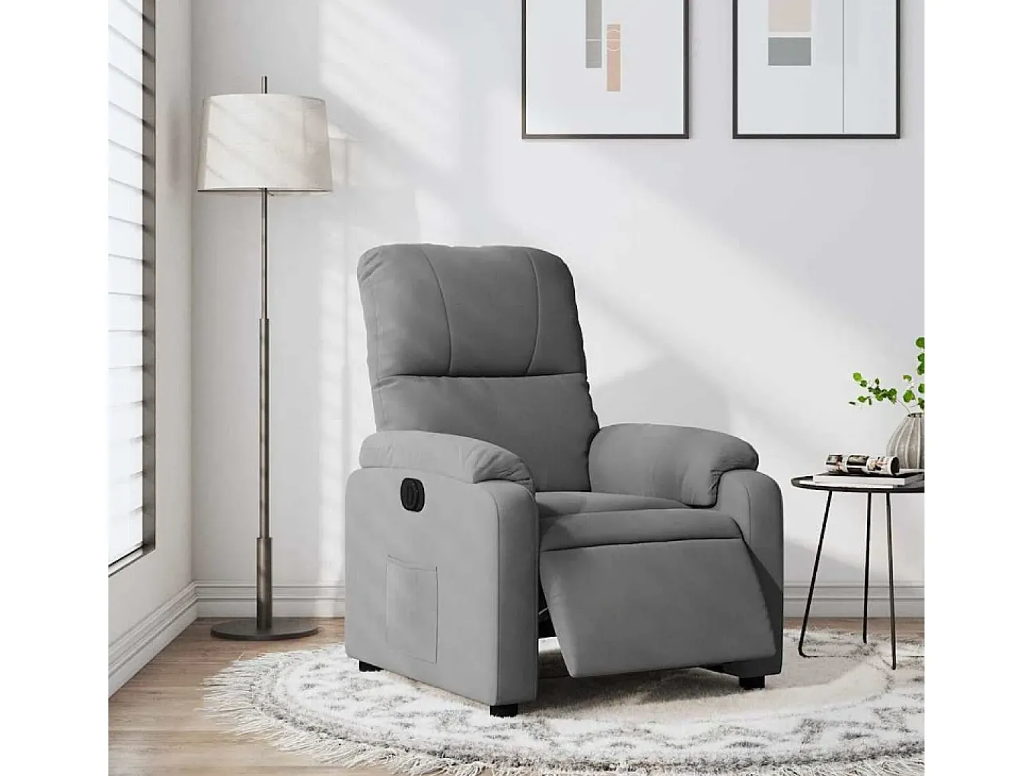Sale Poltrona Confortável | Poltrona reclinável elétrica tecido de microfibra cinza-escuro SHL133376 Cinza antracite