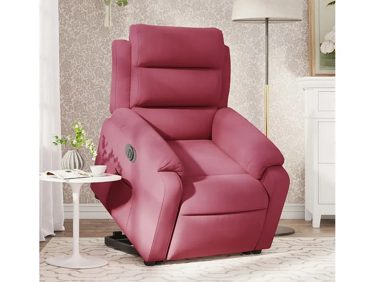 Poltrona| Poltrona Confortável | Poltrona reclinável elevatória elétrica veludo -tinto SHL329154 Vermelho