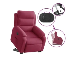 Poltrona| Poltrona Confortável | Poltrona reclinável elevatória elétrica veludo -tinto SHL329154 Vermelho