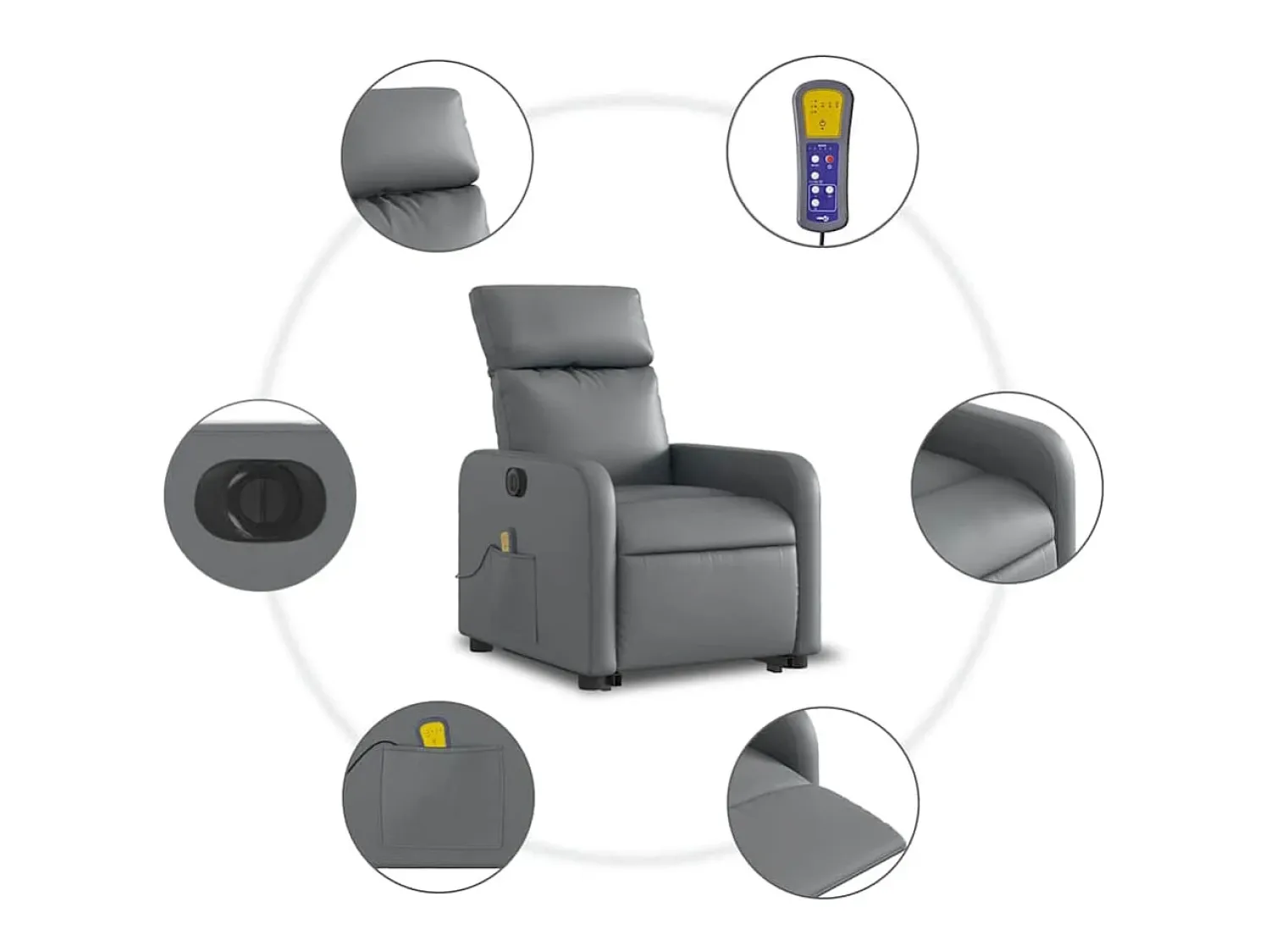 Poltrona* Poltrona Confortável | Poltrona reclinável elevatória elétrica couro artificial cinza SHL633353 Cinzento