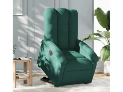 Poltrona Confortável | Poltrona reclinável elevatória elétrica tecido verde-escuro SHL859456^ Poltrona