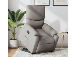 Sale Poltrona Confortável | Poltrona reclinável elevatória tecido cinzento-acastanhado SHL903324 Taupe