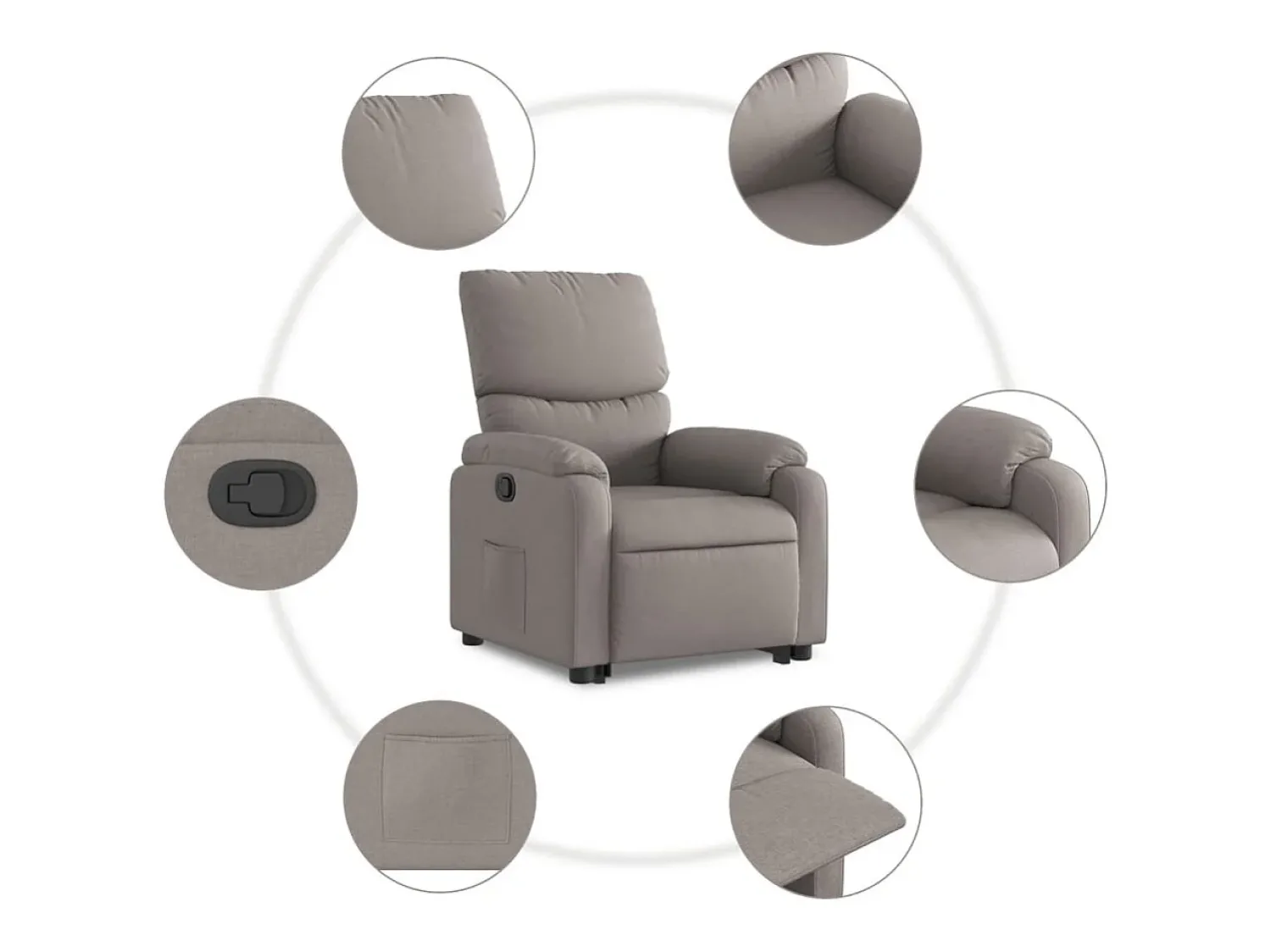 Sale Poltrona Confortável | Poltrona reclinável elevatória tecido cinzento-acastanhado SHL903324 Taupe
