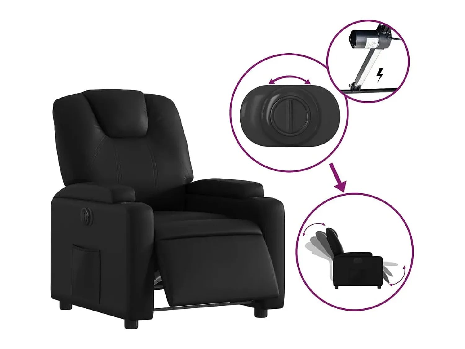 Poltrona Confortável | Poltrona reclinável elétrica couro artificial SHL303600^ Poltrona
