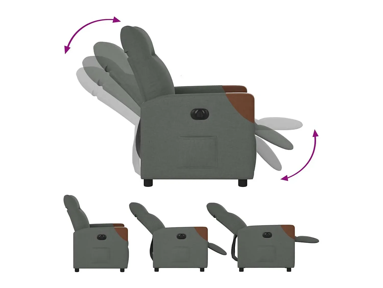 New Poltrona Confortável | Poltrona reclinável elétrica tecido cinzento-escuro SHL998565 Cinza antracite