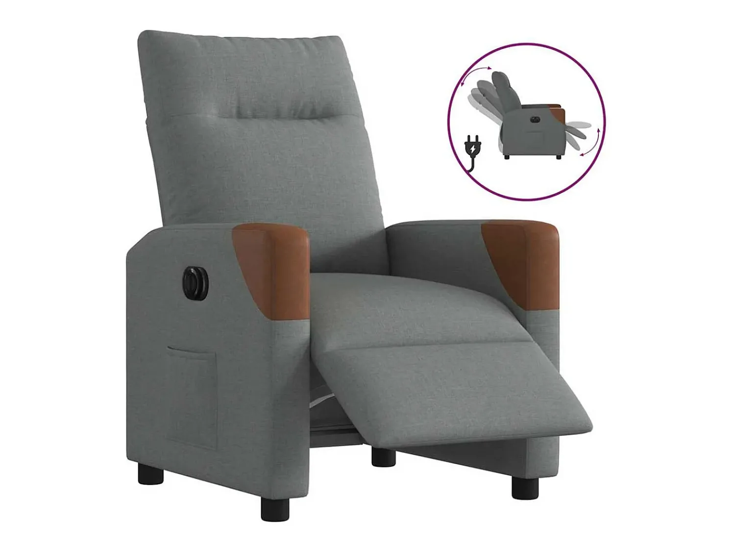 New Poltrona Confortável | Poltrona reclinável elétrica tecido cinzento-escuro SHL998565 Cinza antracite
