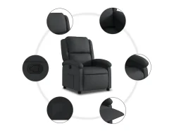 Poltrona* Poltrona Confortável | Poltrona reclinável em couro legítimo SHL628990 Preto