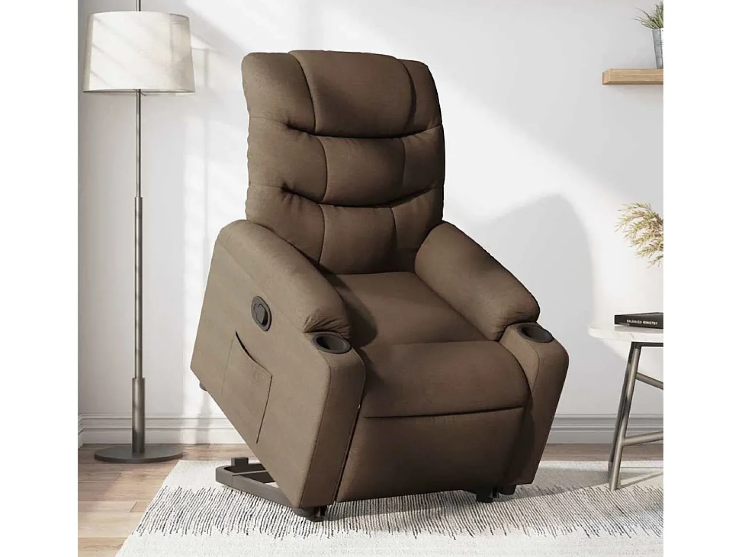 Discount Poltrona Confortável | Poltrona reclinável elevatória tecido SHL826111 Castanho