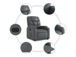 New Poltrona Confortável | Poltrona reclinável elevatória elétrica couro artif. SHL700351 Cinzento