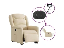 Poltrona* Poltrona Confortável | Poltrona reclinável elevatória elétrica tecido cor SHL23717 Creme