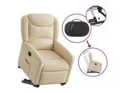 Poltrona* Poltrona Confortável | Poltrona reclinável elevatória elétrica tecido cor SHL23717 Creme