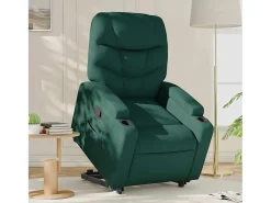 Poltrona Confortável | Poltrona reclinável elevatória tecido verde-escuro SHL11395^ Poltrona
