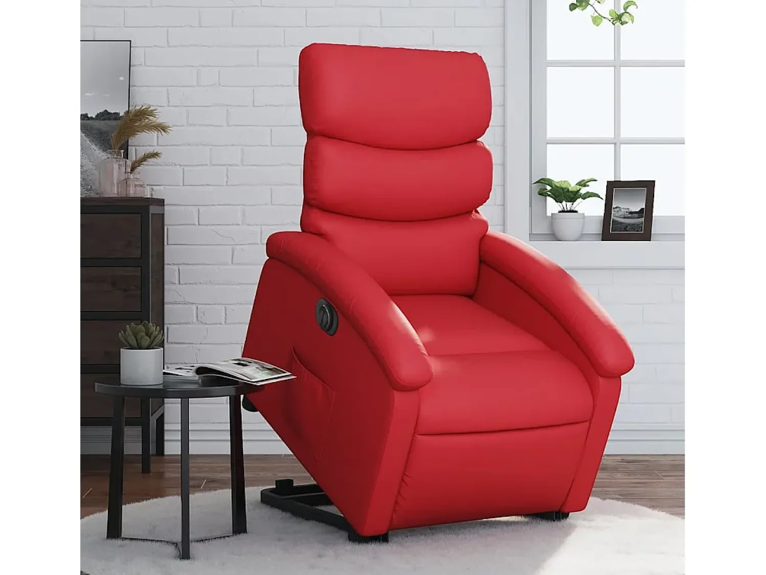 Poltrona| Poltrona Confortável | Poltrona reclinável elevatória elétrica couro artif. SHL759223 Vermelho