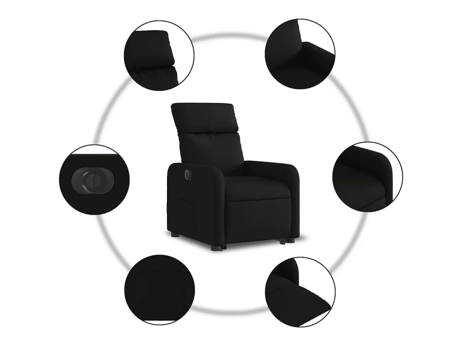 Poltrona| Poltrona Confortável | Poltrona reclinável elevatória elétrica tecido SHL312905 Preto