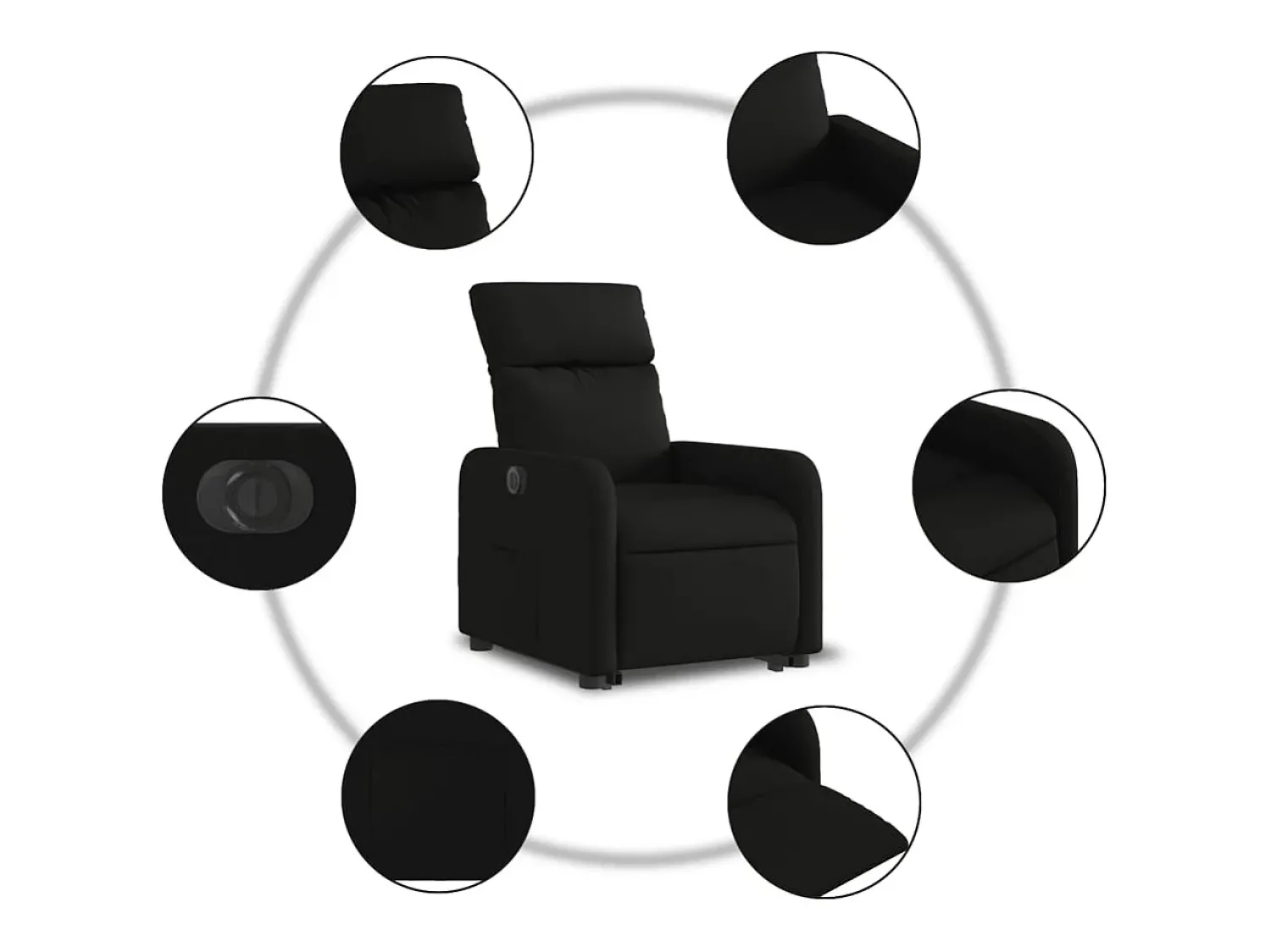 Poltrona| Poltrona Confortável | Poltrona reclinável elevatória elétrica tecido SHL312905 Preto