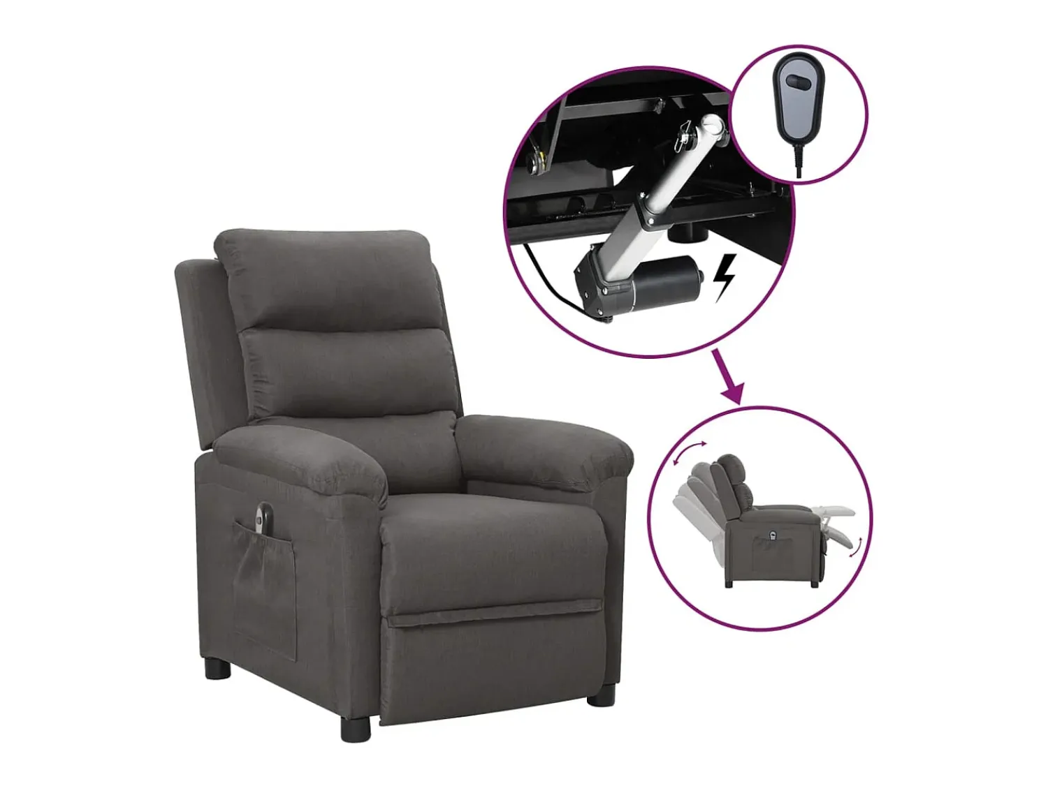 Poltrona* Poltrona Confortável | Poltrona reclinável elétrica tecido cinzento-escuro SHL769374 Cinza antracite